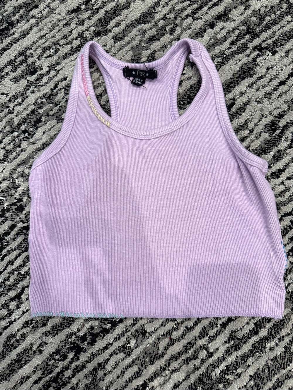 Flowers by Zoe Lavender Ribbed Racerback Crop Tank